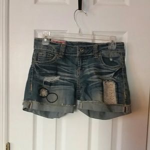 First Kiss Distressed Denim Shorts Juniors Size 1